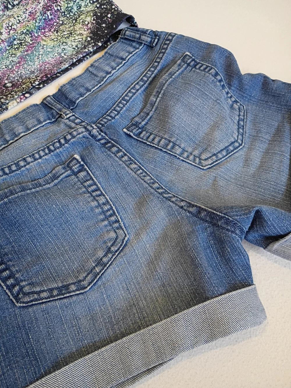 Old Navy Girls PowerSoft Galaxy Crop Top 10/12 & PLACE Denim Shorts Set Size 10
